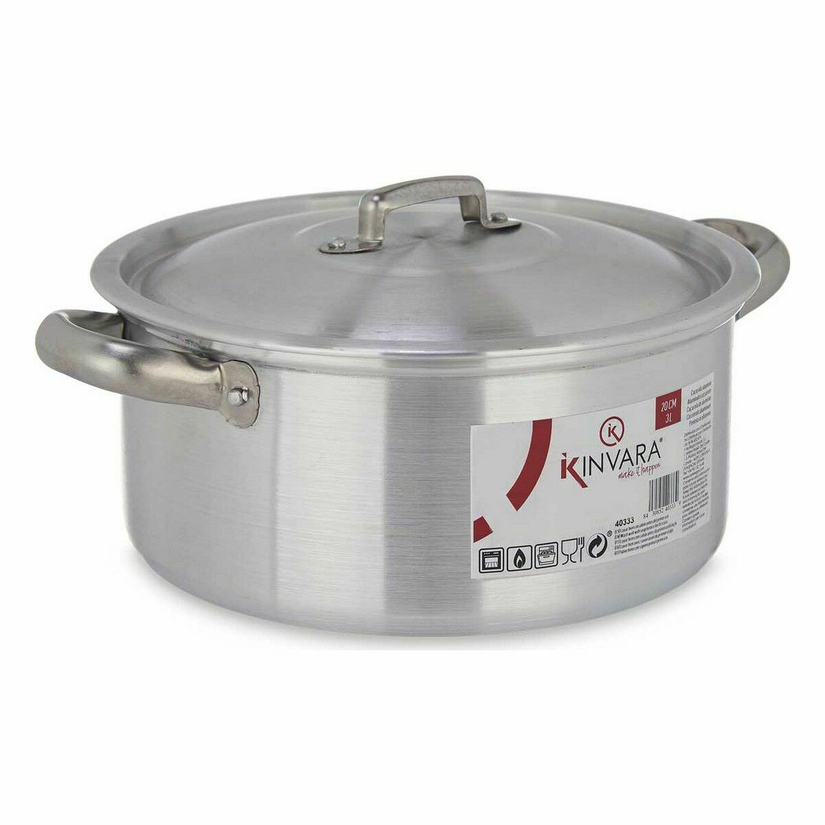 Casseruola con coperchio Kinvara Argentato 3 L 28 x 12,5 x 22 cm (10 Unità) - Immagine 2