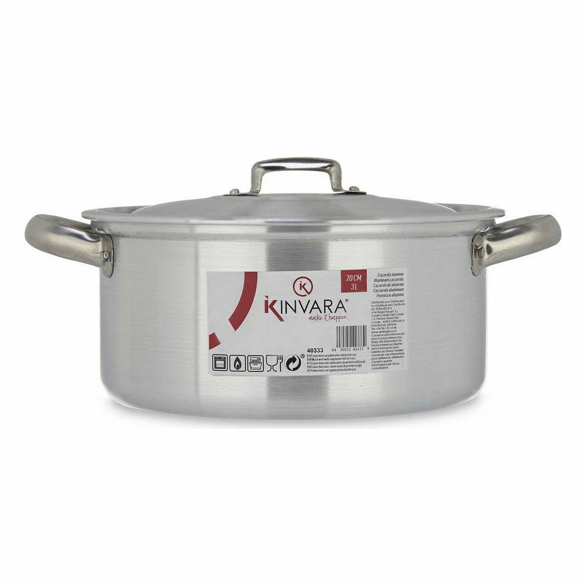 Casseruola con coperchio Kinvara Argentato 3 L 28 x 12,5 x 22 cm (10 Unità) - Immagine 3
