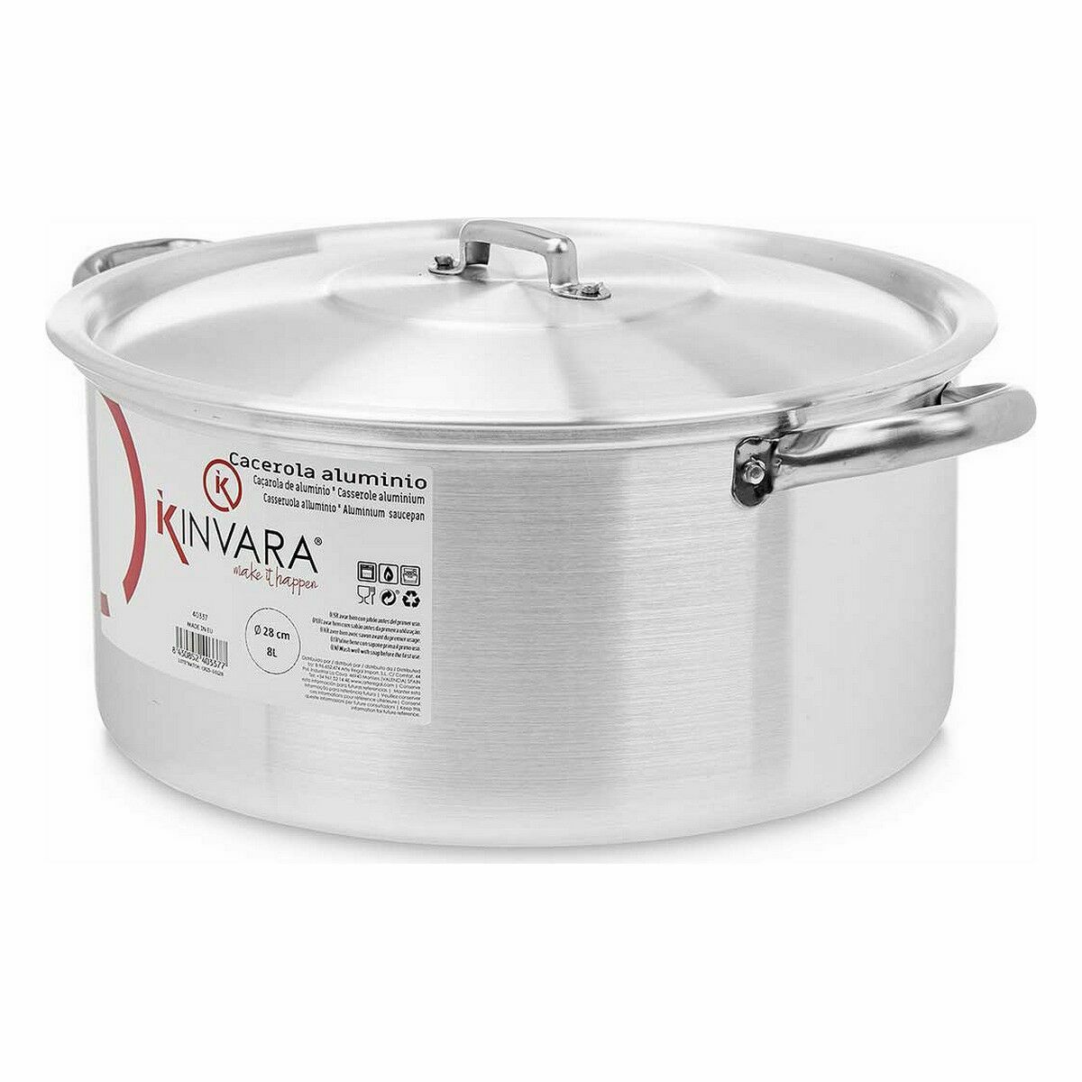 Casseruola con coperchio Kinvara Argentato 8 L 38 x 16 x 30,5 cm (6 Unità) - Immagine 2