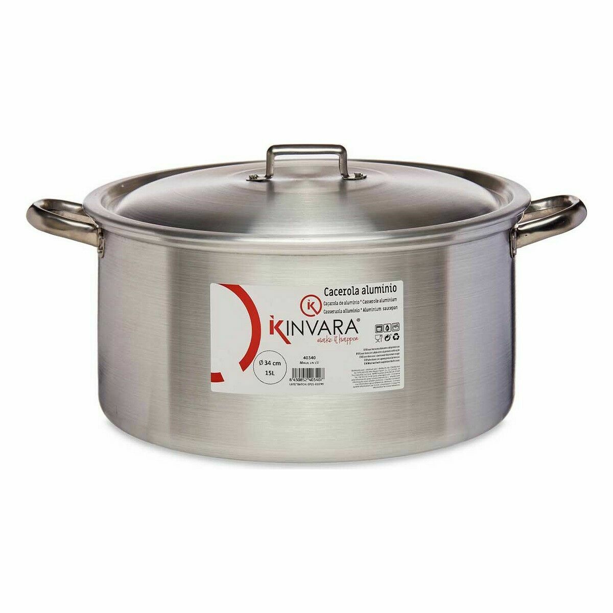 Casseruola con coperchio Kinvara Argentato 15 L 46 x 21 x 37 cm (3 Unità) - Immagine 2