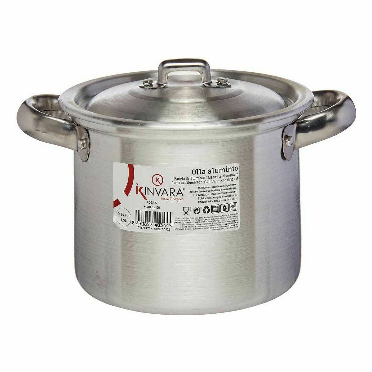 Pentola con Coperchio Kinvara Argentato Alluminio 16 x 14 x 21 cm 20 x 14 x 16 cm Ø 14 cm (6 Unità) - Immagine 2