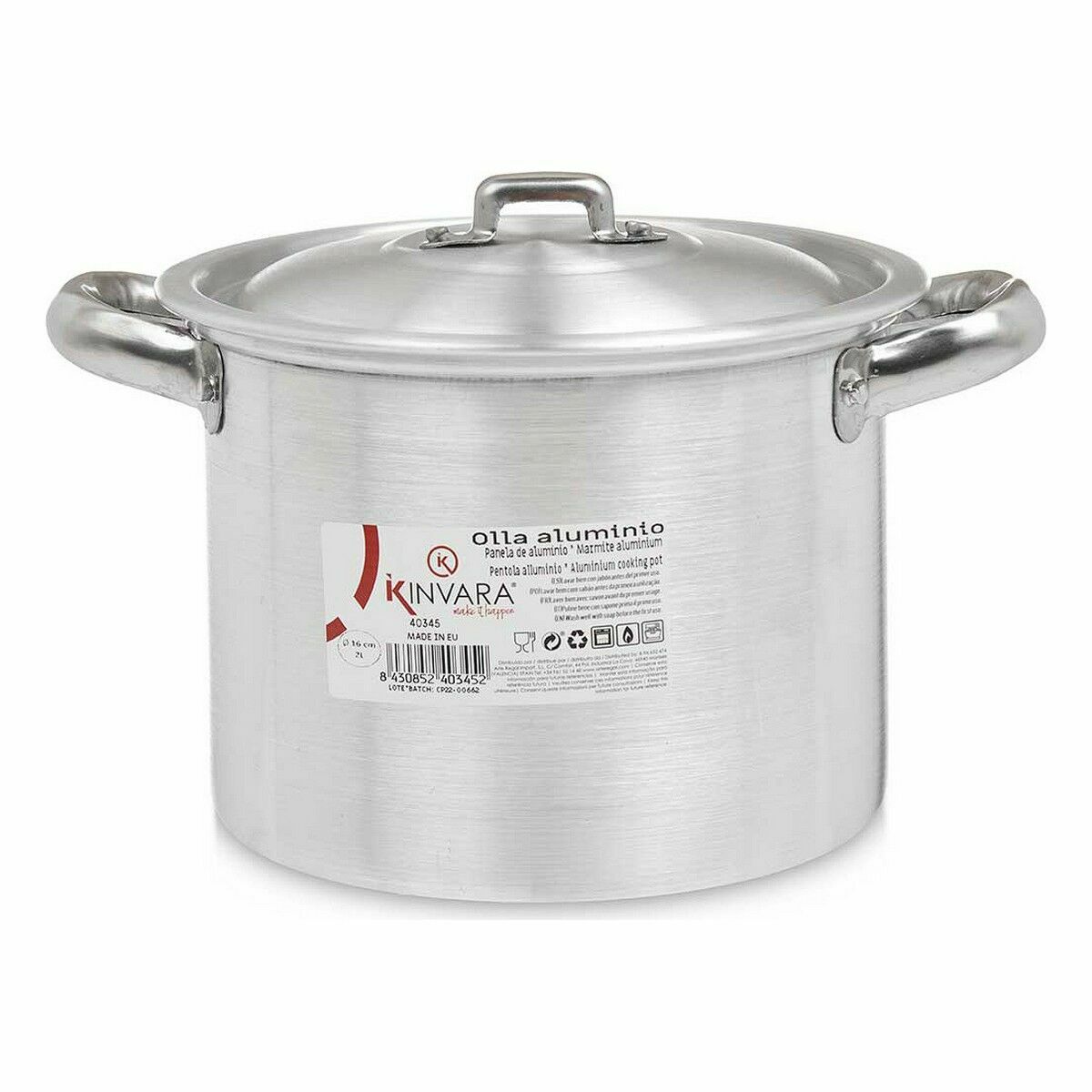 Pentola con Coperchio Kinvara Argentato Alluminio 23,5 x 15 x 18 cm (6 Unità) - Immagine 2