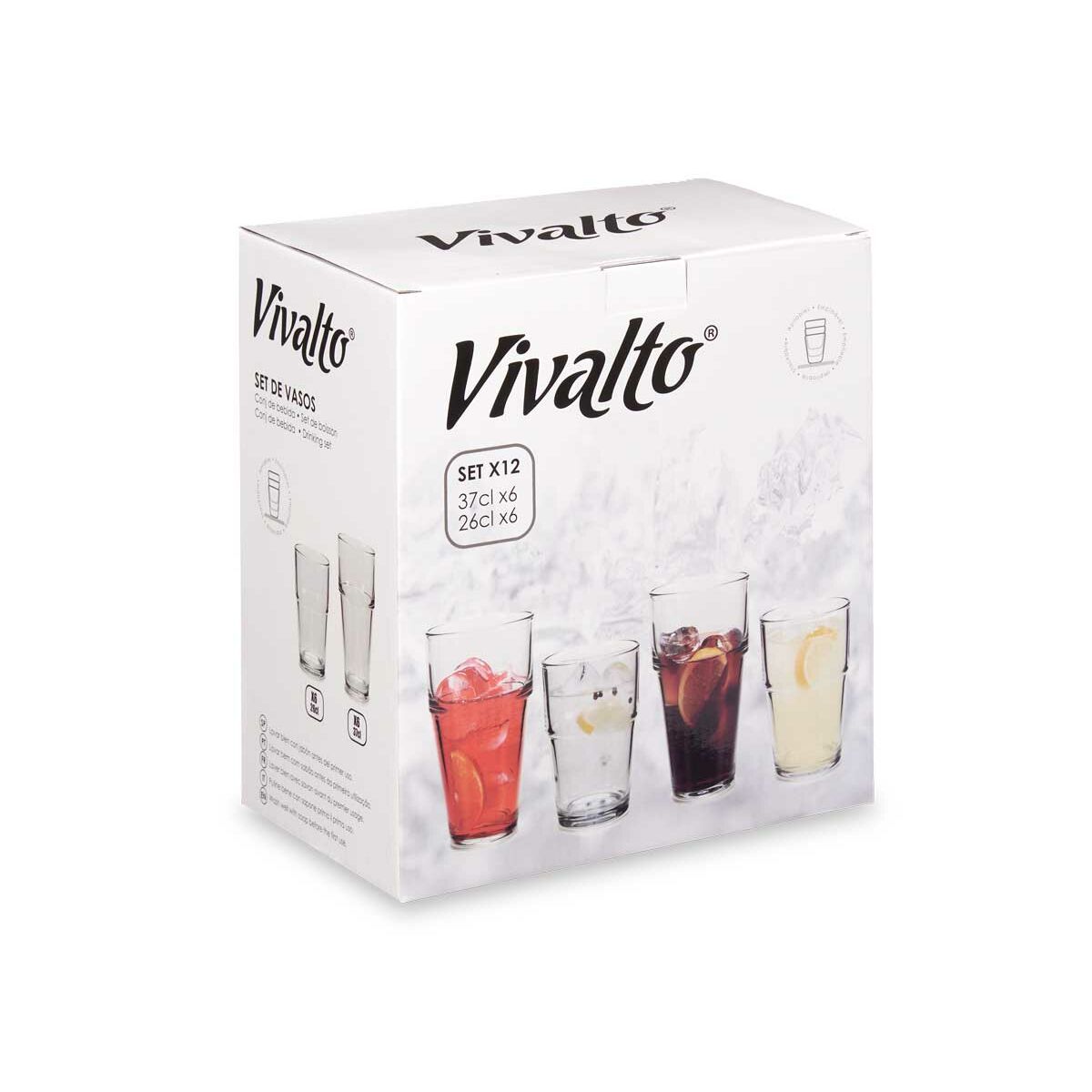 Set di Bicchieri Vivalto Trasparente Vetro 260 ml 370 ml (4 Unità) - Immagine 3