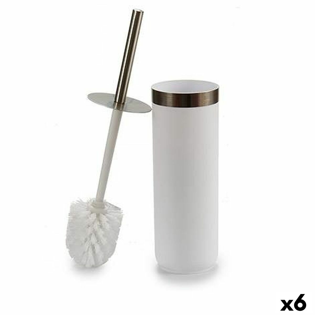Scopino per il Bagno Berilo Bianco Argentato Plastica 9,5 x 38,5 x 9,5 cm (6 Unità)