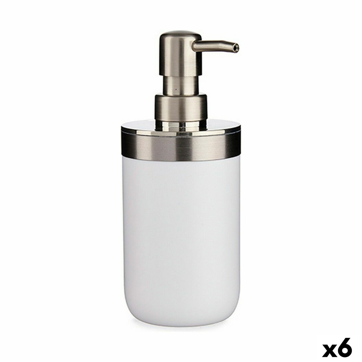 Dispenser di Sapone Berilo Bianco Argentato Plastica 350 ml 8 x 17 x 9 cm 9 x 17 x 8 cm (6 Unità)