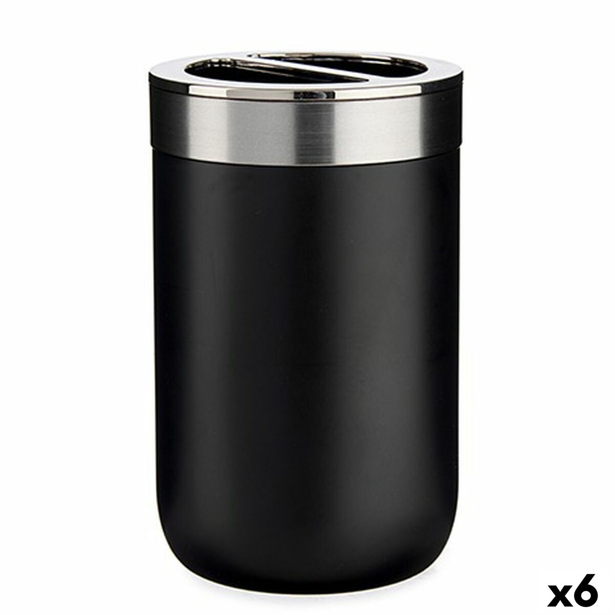 Portaspazzolini da Denti Berilo Nero Argentato Plastica 7,7 x 11,5 x 7,7 cm 7,7 x 11,2 x 7,7 cm (6 Unità)
