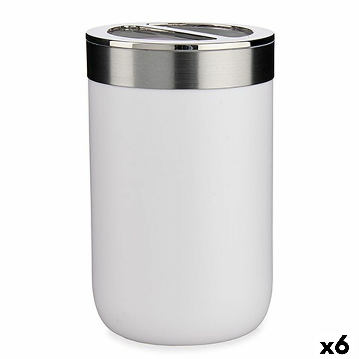 Portaspazzolini da Denti Berilo Bianco Argentato Plastica 7,7 x 11,5 x 7,7 cm 7,7 x 11,2 x 7,7 cm (6 Unità)