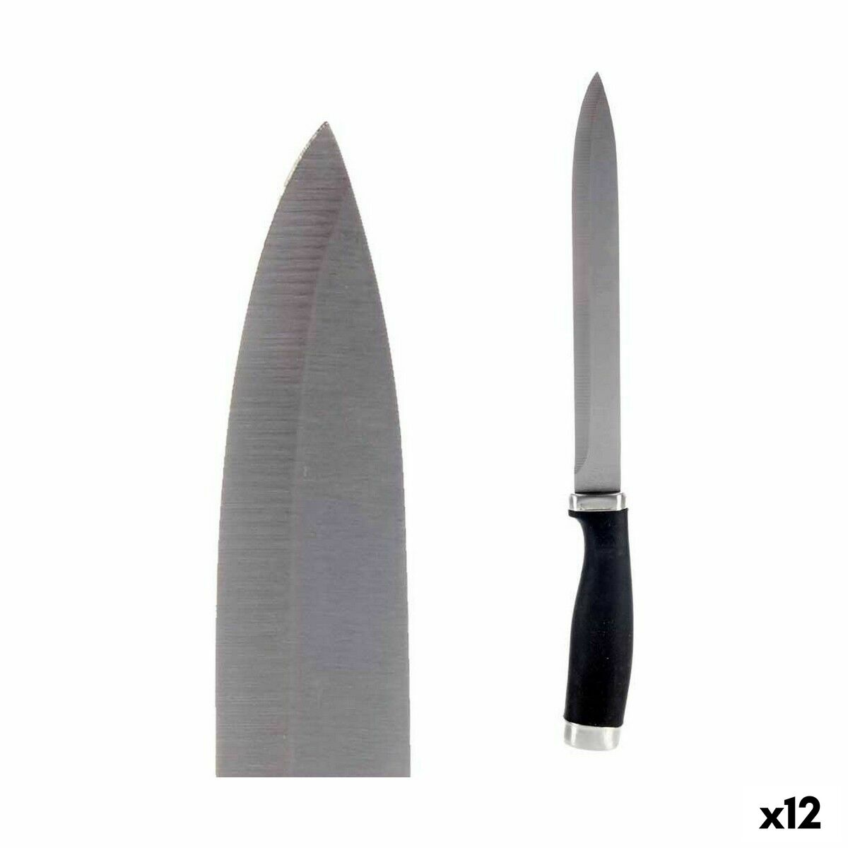 Coltello da Cucina Kinvara Nero Argentato Acciaio inossidabile Plastica 3,5 x 33 x 2 cm 33 x 2 x 3,5 cm (12 Unità)
