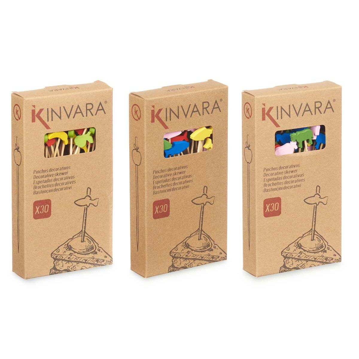 Set di Spiedini per Barbecue Kinvara Bambù Bastoncino Decorato (24 Unità) - Immagine 4
