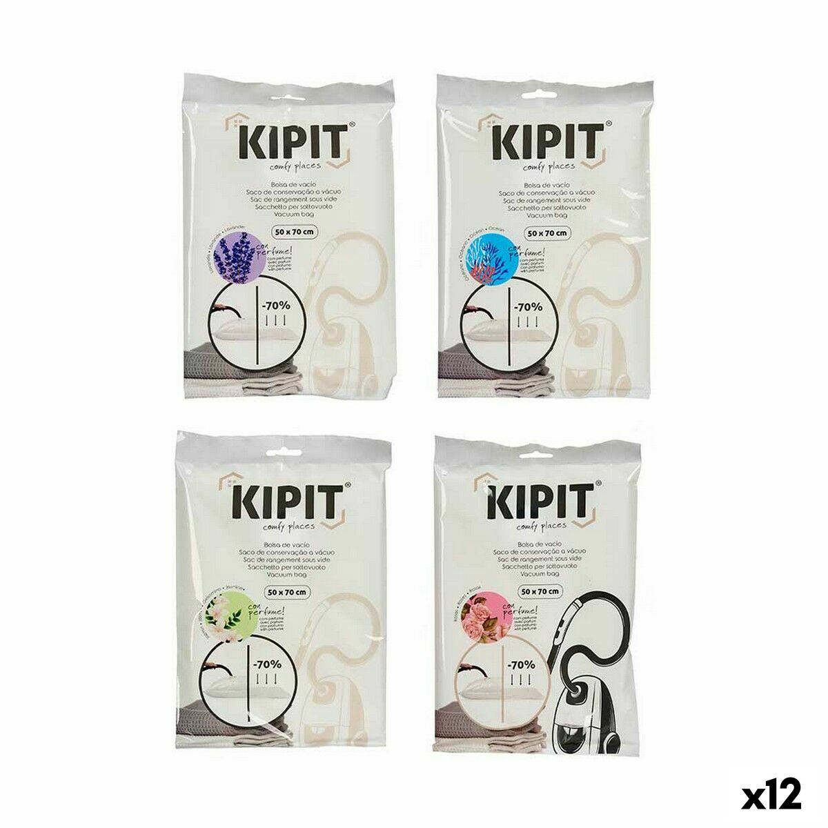 Sacchetti sottovuoto Kipit Trasparente Plastica 50 x 70 cm (12 Unità)