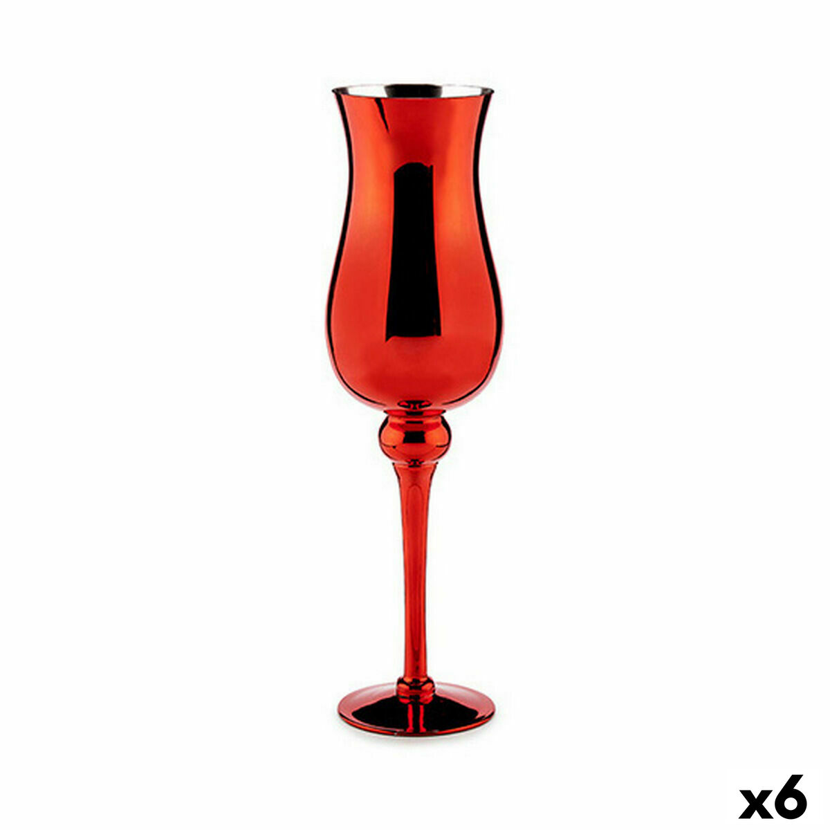 Portacandele Gift Decor Rosso Cristallo 13,5 x 4,5 x 13,5 cm 13,5 x 45 x 13,5 cm (6 Unità)