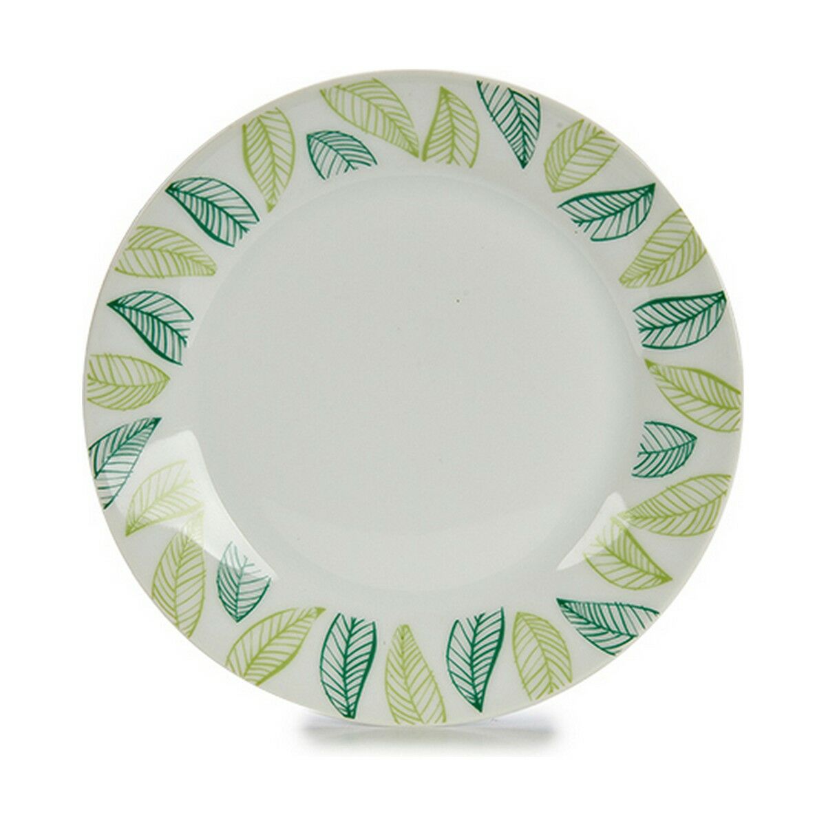 Piatto da Dolce Bianco Verde Porcellana 19 x 2 x 19 cm Fogli (10 Unità) - Immagine 2