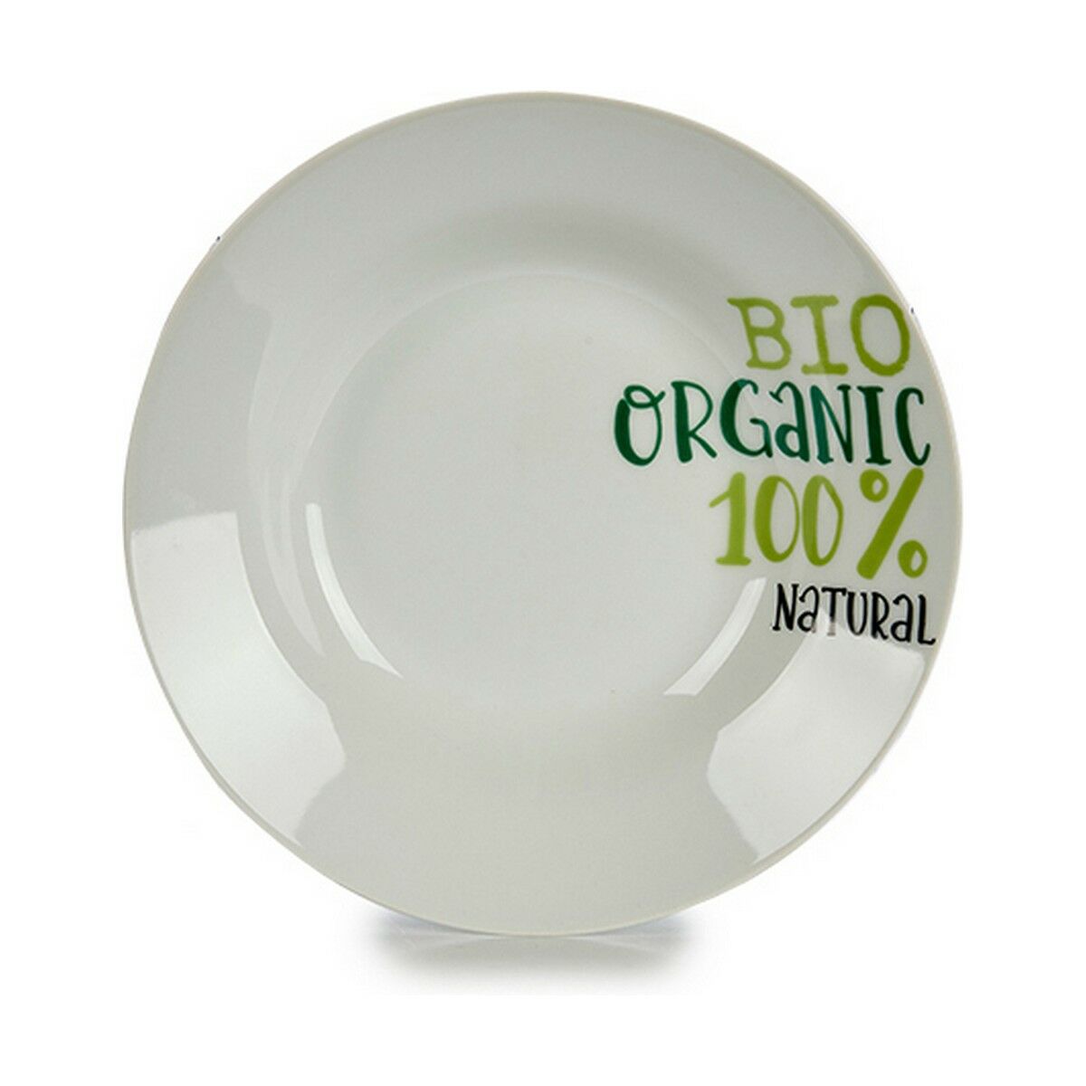 Piatto Fondo Organic Bianco Verde Porcellana Stampa Ø 20,6 cm 20,5 x 4 x 20,5 cm (10 Unità) - Immagine 2