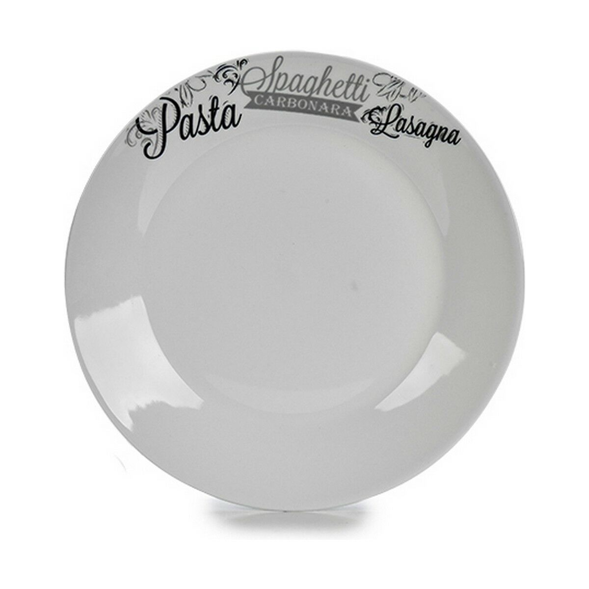 Piatto da pranzo Bianco Nero Porcellana Stampa Pasta Ø 24,4 cm 24 x 2,6 x 24 cm (10 Unità) - Immagine 2