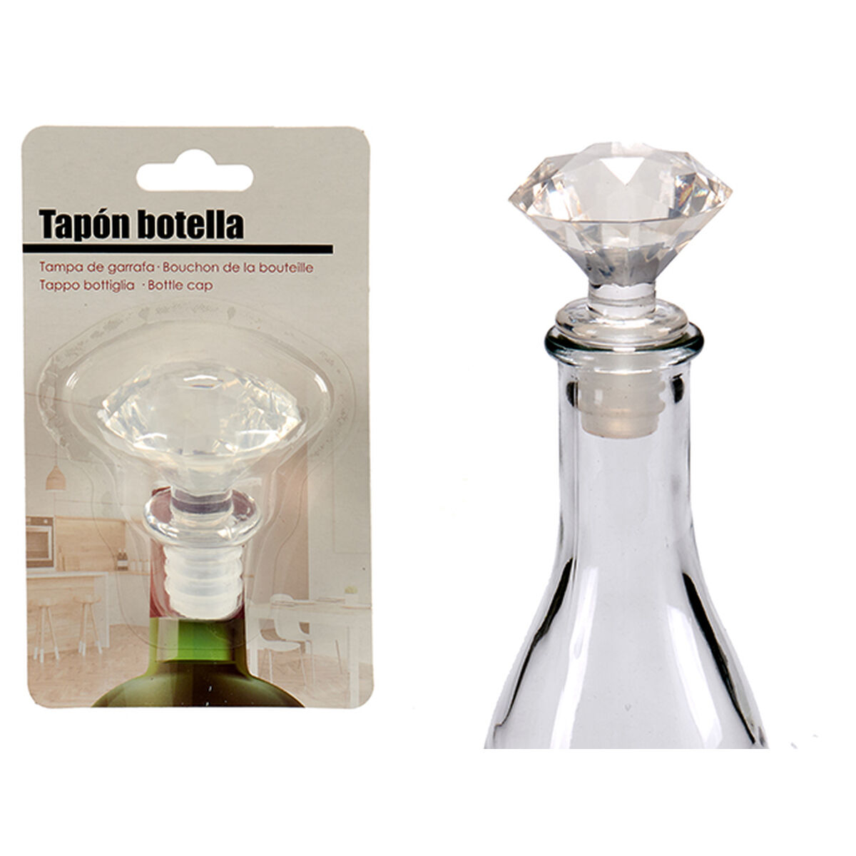 Tappo ermetico per bottiglie Kinvara Trasparente 4,5 x 14,5 x 8,5 cm Diamante (12 Unità) - Immagine 2