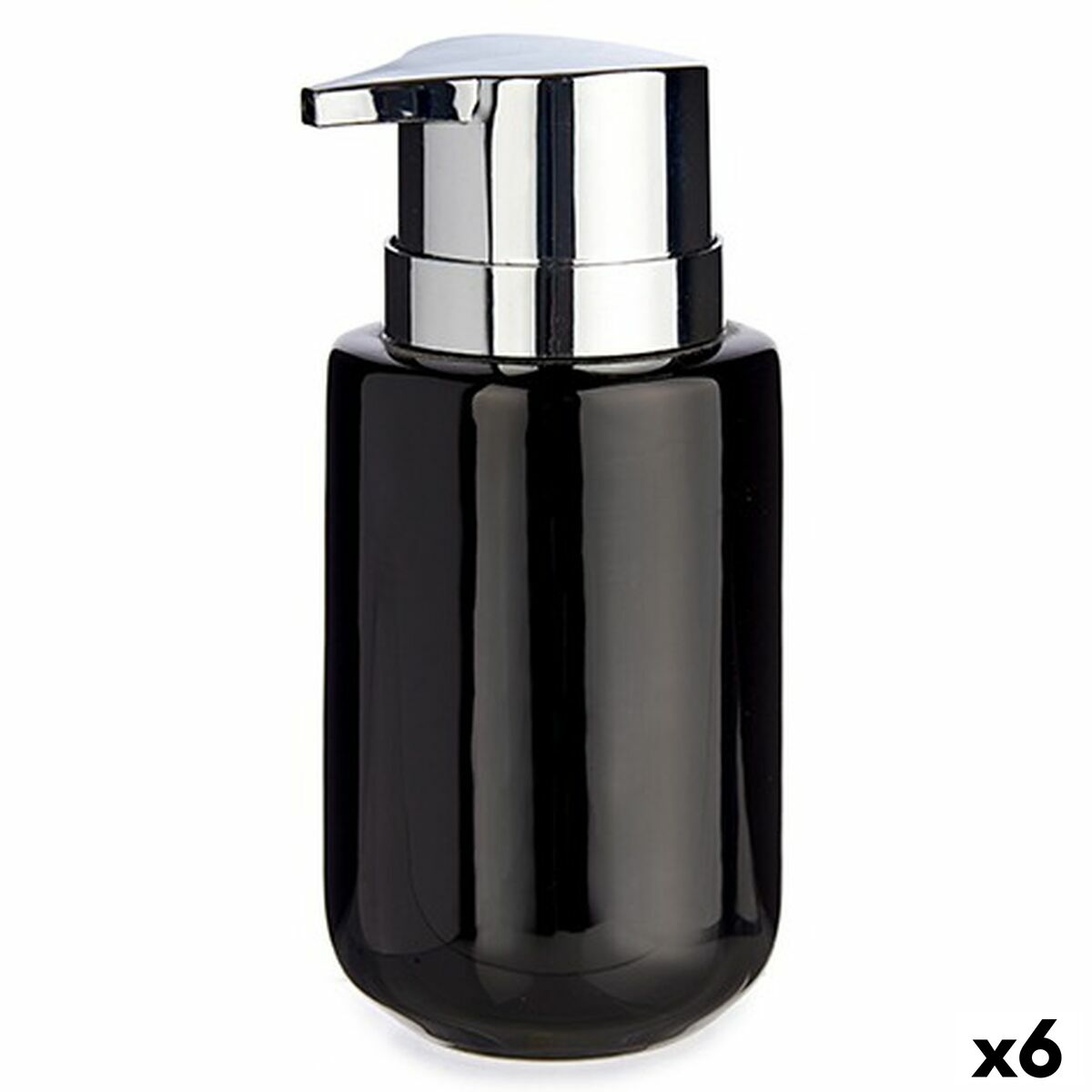 Dispenser di Sapone Berilo Nero Argentato Metallo Ceramica 350 ml 7 x 14,5 x 8,5 cm (6 Unità)