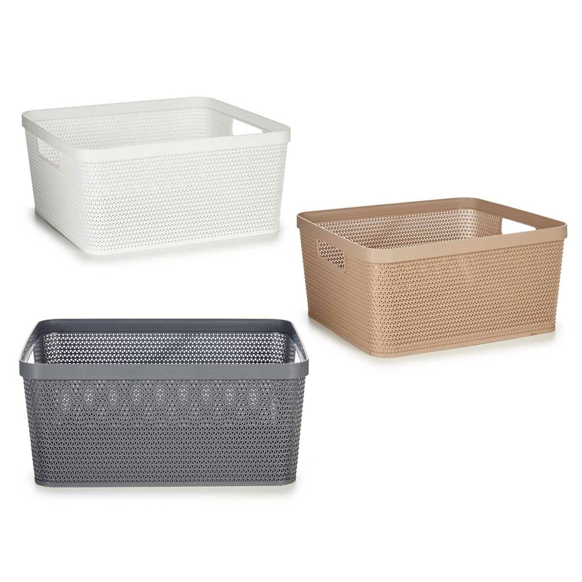 Cestino Multiuso Kipit Bianco Beige Grigio Plastica 10 L (18 Unità) - Immagine 2