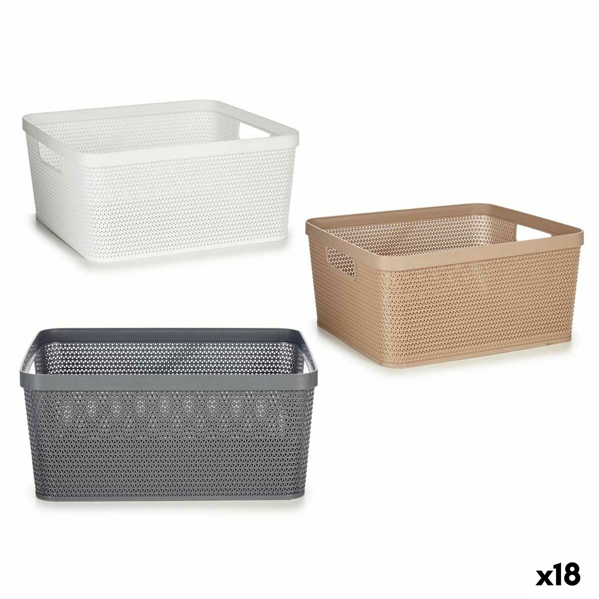 Cestino Multiuso Kipit Bianco Beige Grigio Plastica 10 L (18 Unità) - Immagine 1
