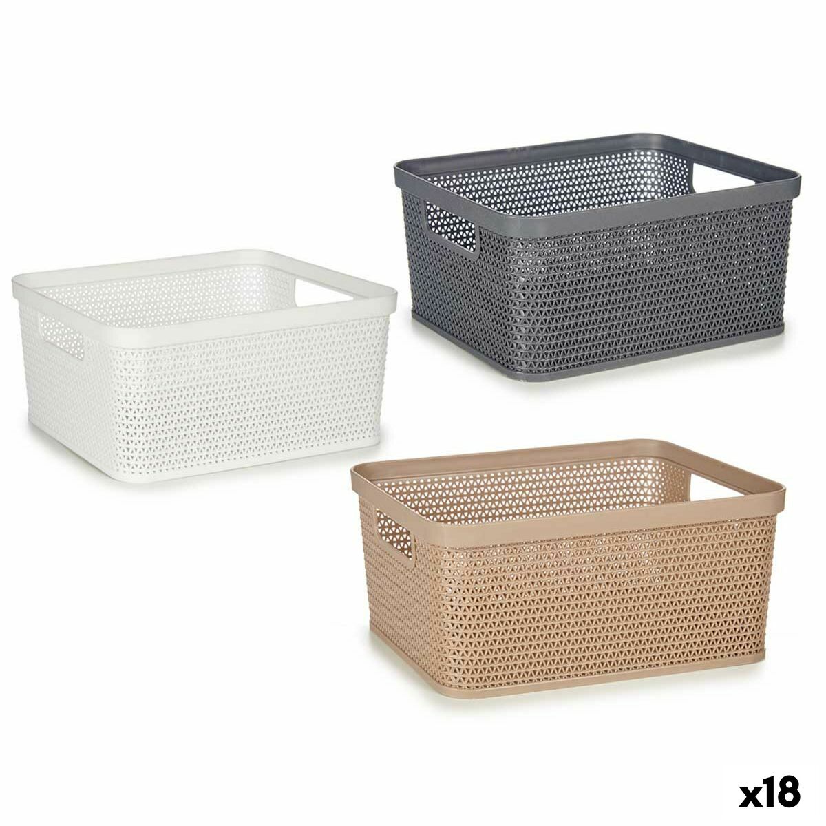 Cestino Multiuso Kipit Bianco Beige Grigio Plastica 2,5 L (18 Unità)