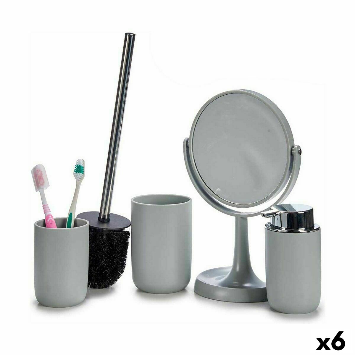 Set da Bagno Berilo Grigio polipropilene 16,5 x 29,5 x 17 cm 4 Pezzi (6 Unità)