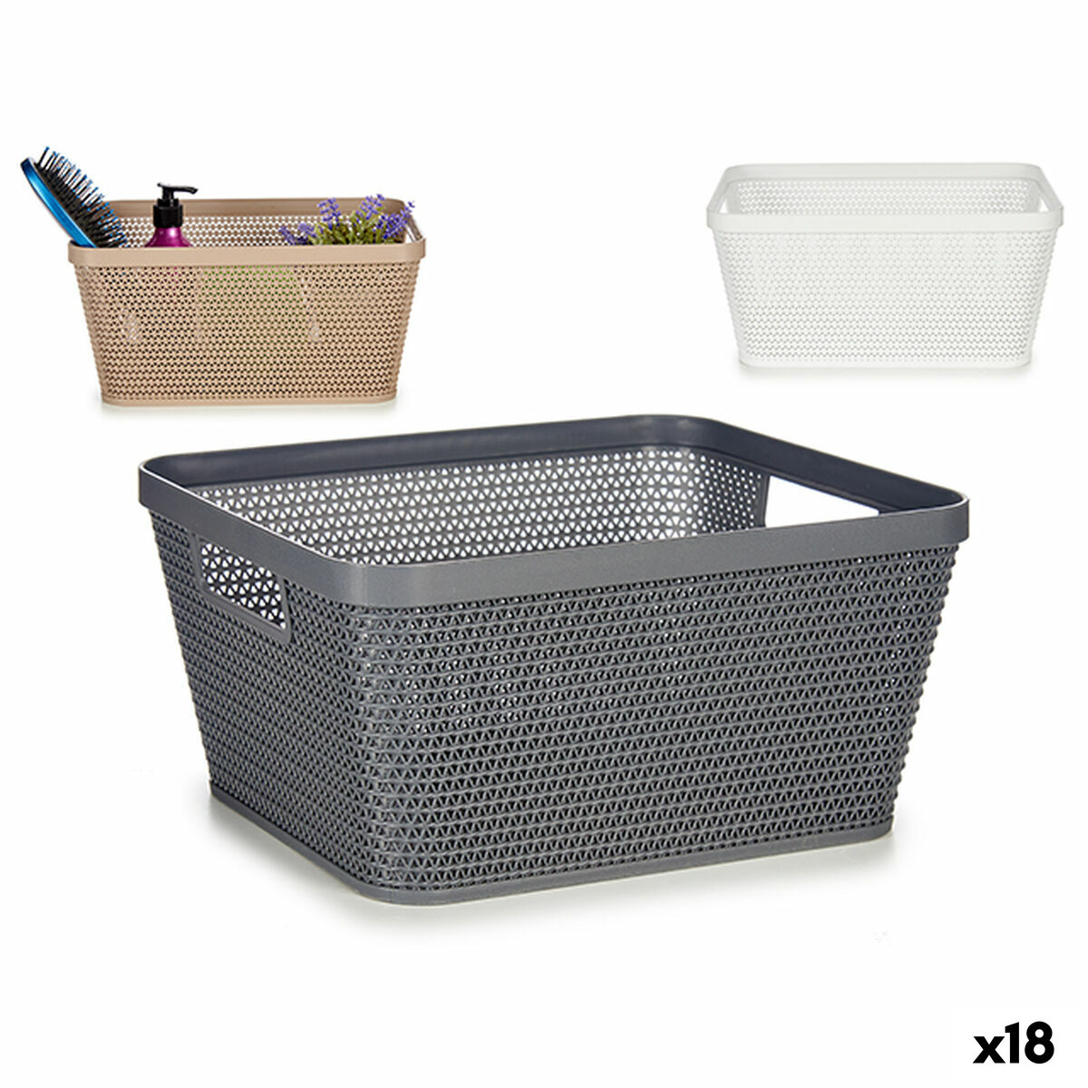 Cestino Multiuso Kipit Bianco Beige Grigio Plastica 5 L (18 Unità)