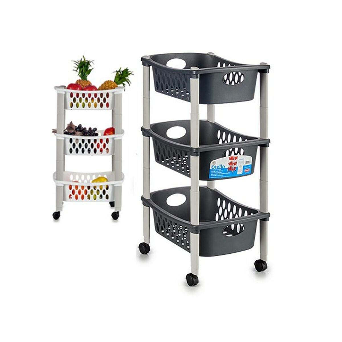 Carrello per Verdure Stefanplast Bianco Antracite Plastica 40 x 29,5 x 68,5 cm (44 Unidades) - Immagine 2