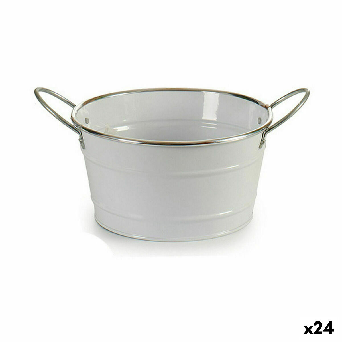 Vaso Ibergarden Bianco Argentato Zinco Secchio 27,5 x 10,5 x 20 cm (24 Unità)