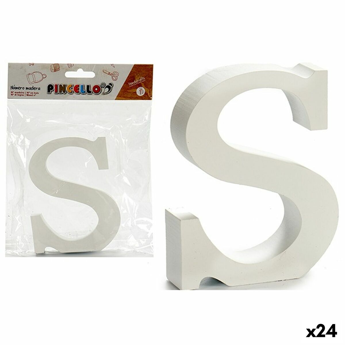 Lettera Pincello S Bianco Legno 2 x 16 x 14,5 cm (24 Unità)