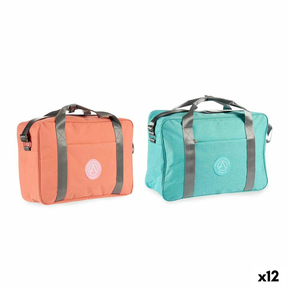 Borsa da Viaggio Berilo Verde Rosa Poliestere 14 x 34 x 44 cm (12 Unità)