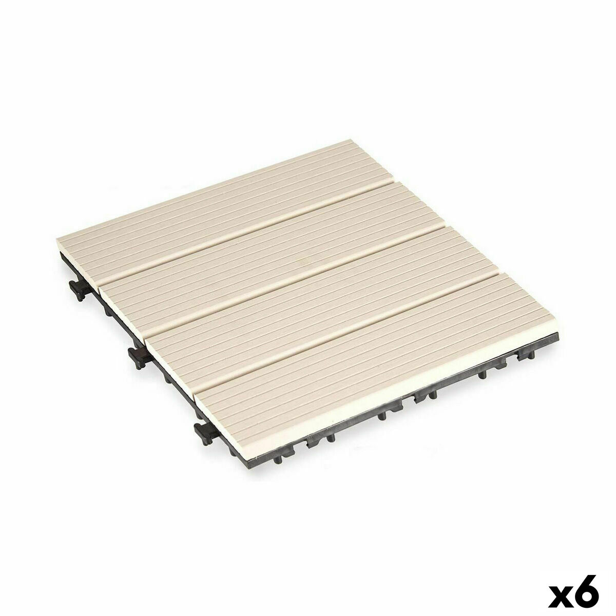 Piastrella ad Incastro Ibergarden Beige Legno Polietilene Composite 30 x 2,6 x 30 cm (6 Unità)