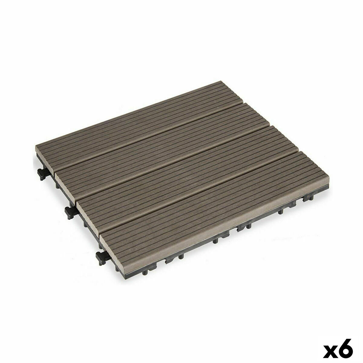 Piastrella ad Incastro Ibergarden Nero Legno Polietilene Composite 30 x 2,6 x 30 cm (6 Unità)