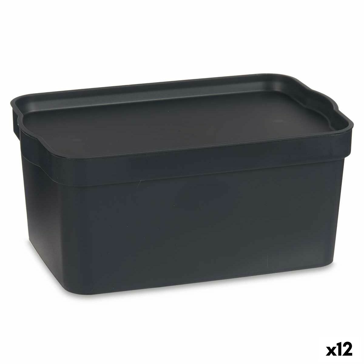 Scatola portaoggetti con coperchio Kipit Antracite Plastica 7,5 L (12 Unità)