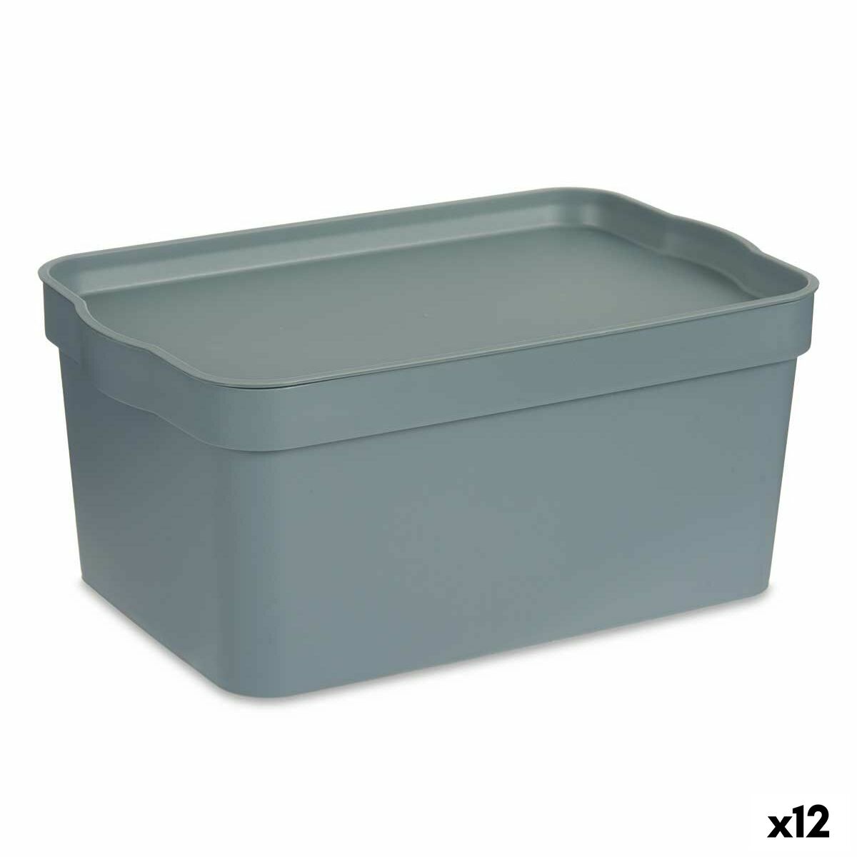 Scatola portaoggetti con coperchio Kipit Grigio Plastica 7,5 L (12 Unità)