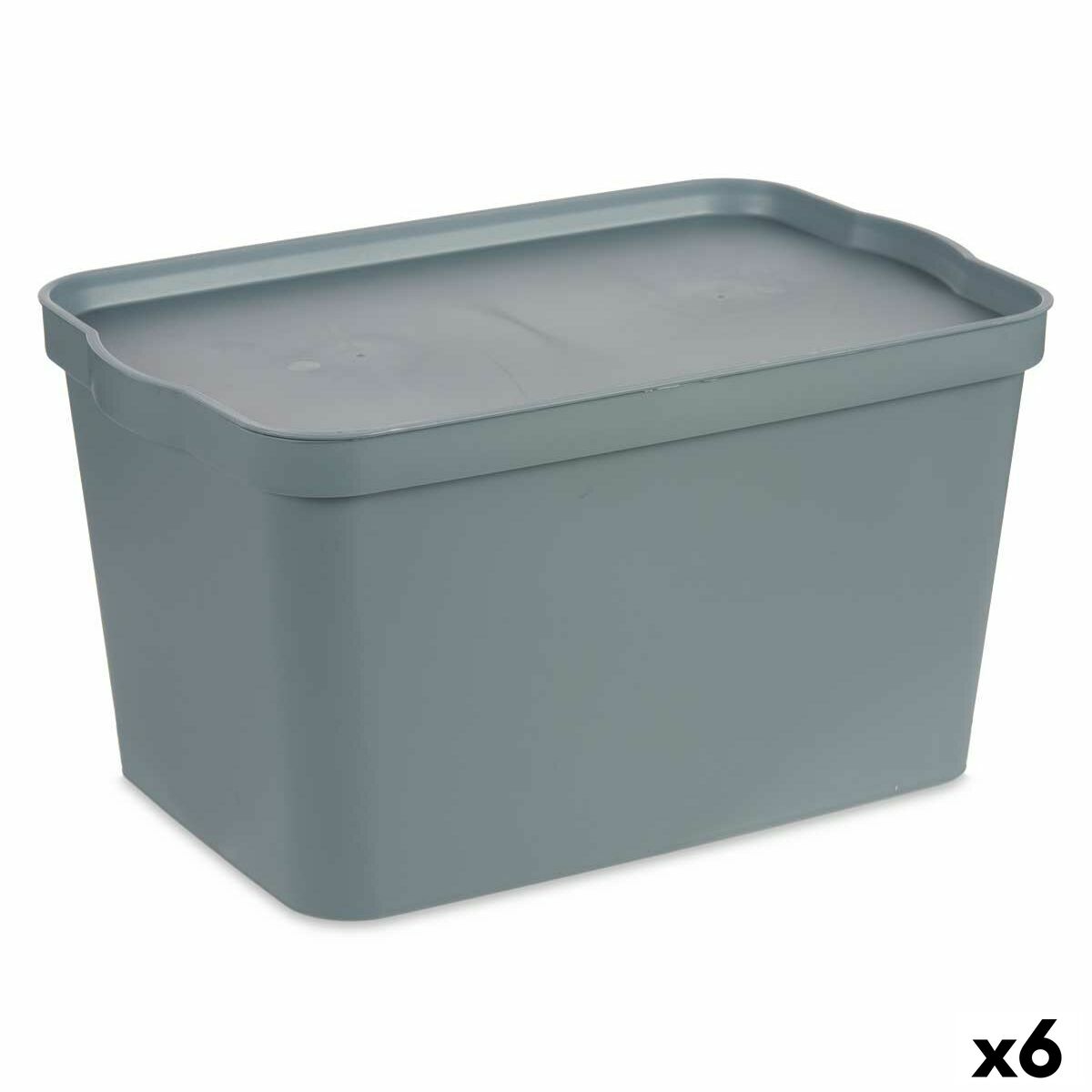 Scatola portaoggetti con coperchio Kipit Grigio Plastica 24 L (6 Unità) - Immagine 1