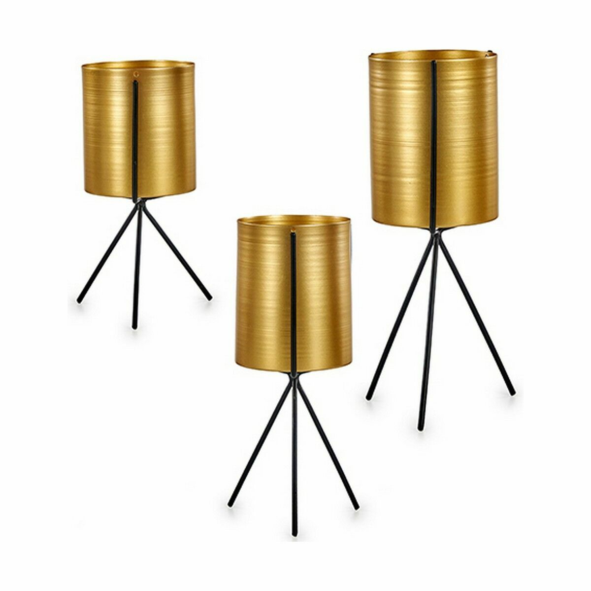 Set di vasi da fiori Gift Decor Nero Dorato Metallo 11,5 x 28,5 x 11,5 cm (6 Unità) - Immagine 2