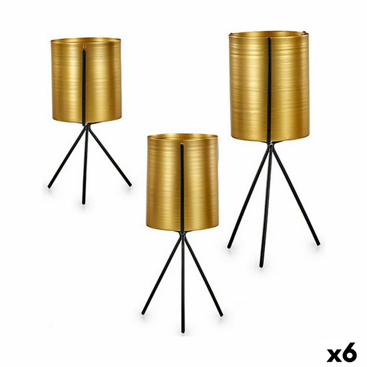 Set di vasi da fiori Gift Decor Nero Dorato Metallo 11,5 x 28,5 x 11,5 cm (6 Unità)