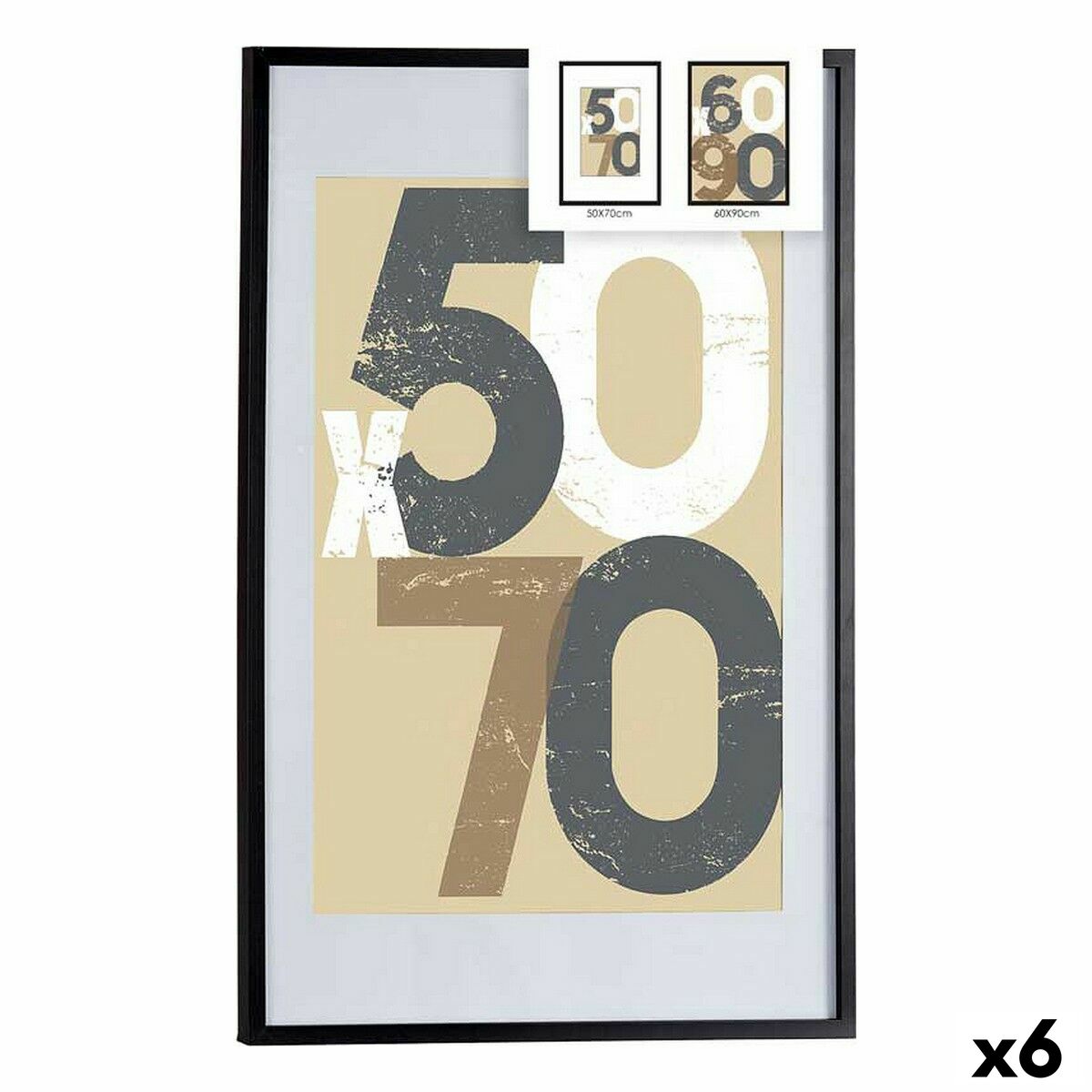 Cornice Portafoto Gift Decor Nero polistirene Plastica Legno MDF 60 x 90 cm (6 Unità)