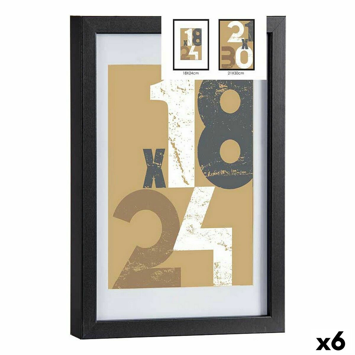 Cornice Portafoto Gift Decor Nero Vetro Legno MDF (6 Unità)