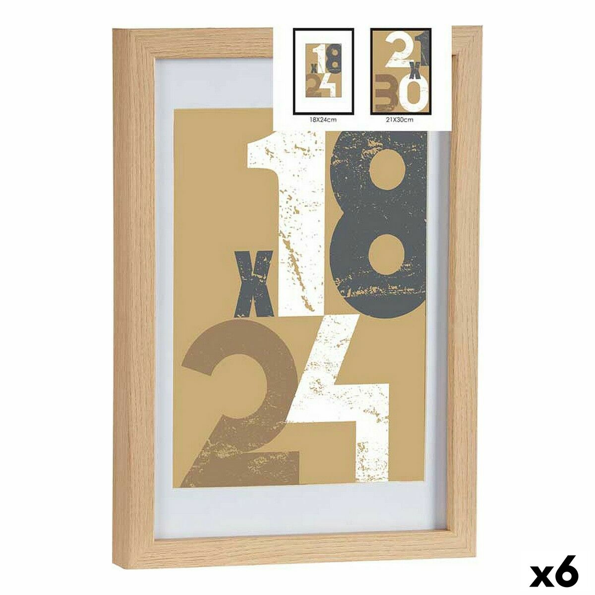 Cornice Portafoto Gift Decor Naturale Vetro Legno MDF (6 Unità)