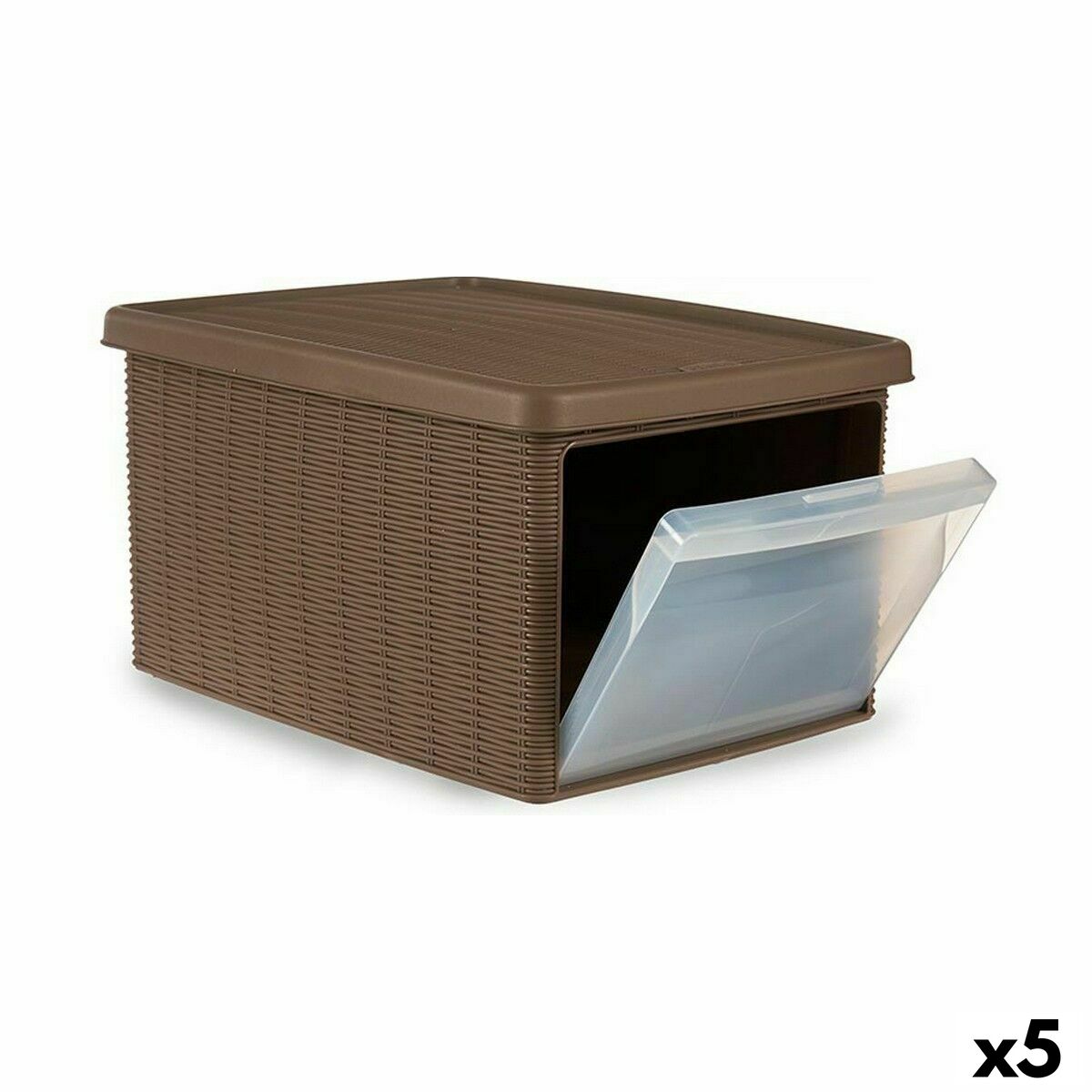 Scatola portaoggetti con coperchio Stefanplast Elegance Beige Plastica Laterale (5 Unità)