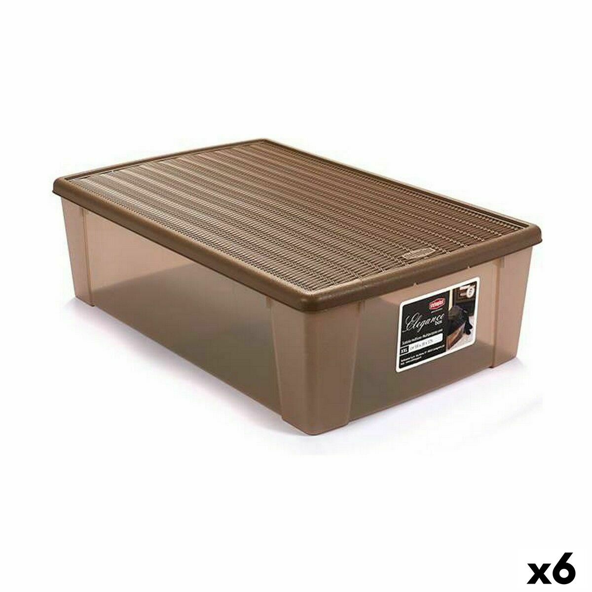 Scatola portaoggetti con coperchio Stefanplast Elegance Beige Plastica (6 Unità) - Immagine 1
