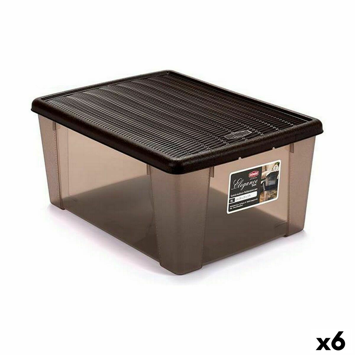 Scatola portaoggetti con coperchio Stefanplast Elegance Marrone Plastica 15 L (6 Unità)
