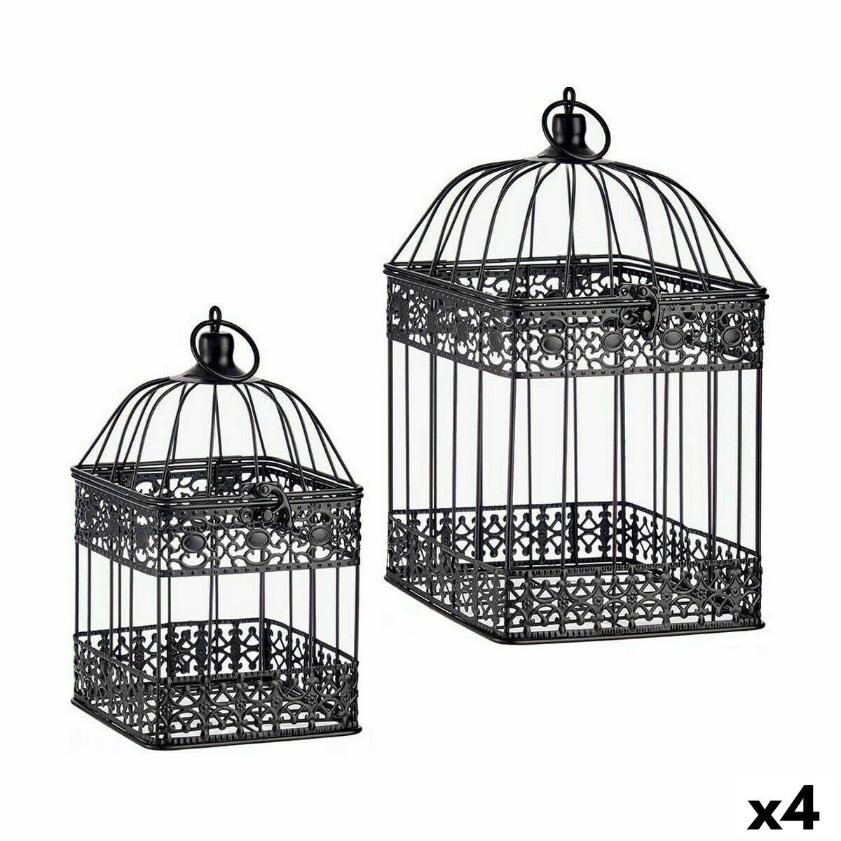 Gabbia decorativa Gift Decor Nero 18 x 35 x 18 cm 14 x 14 x 29 cm Set (4 Unità)