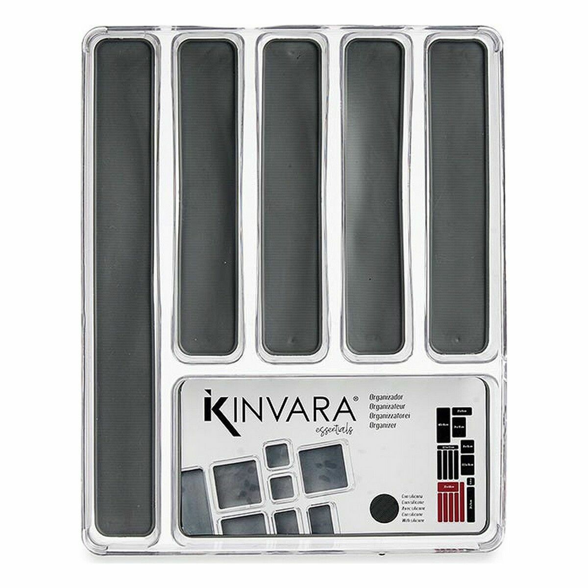 Vassoio Portaposate Kinvara Grigio Trasparente Silicone Plastica TPR Plastica riciclata 32,3 x 4,5 x 40 cm (12 Unità) - Immagine 2