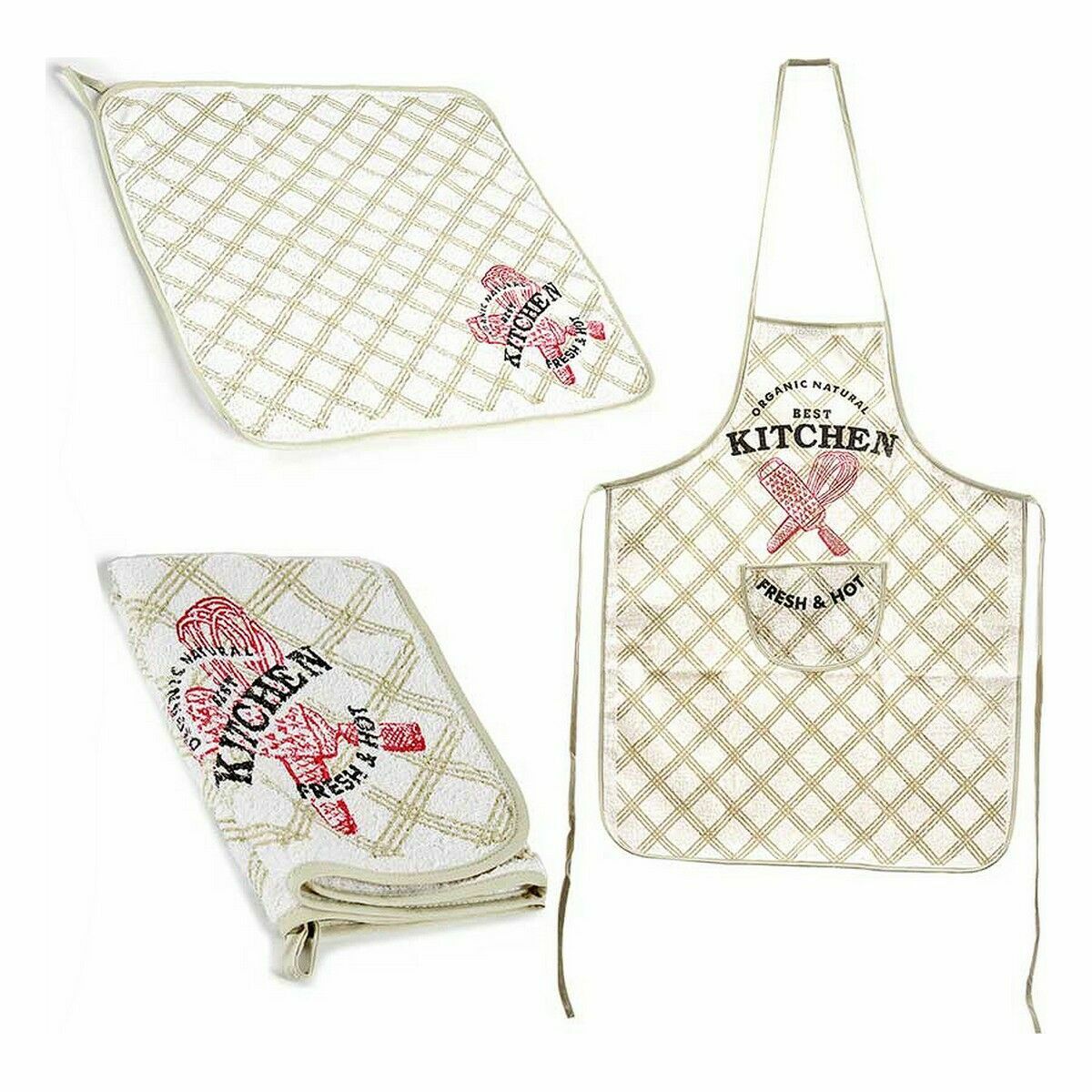 Set da Cucina Kinvara Bianco Poliestere 2 Pezzi - Immagine 2