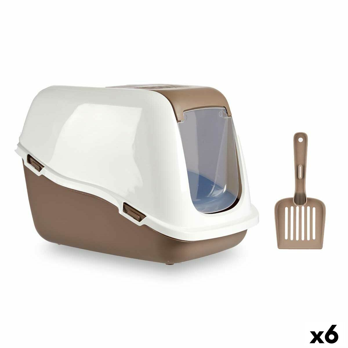 Lettiera per Gatti Mascow Bianco Beige Plastica 39,7 x 57 x 39 cm 39,7 x 32,5 x 57 cm (6 Unità)
