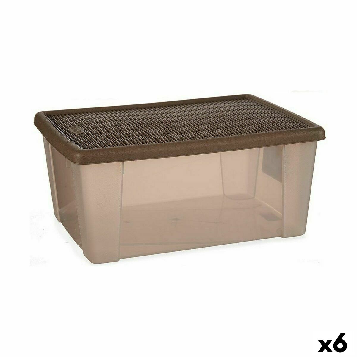 Scatola portaoggetti con coperchio Stefanplast Elegance Marrone Trasparente Marrone Chiaro Plastica (6 Unità)