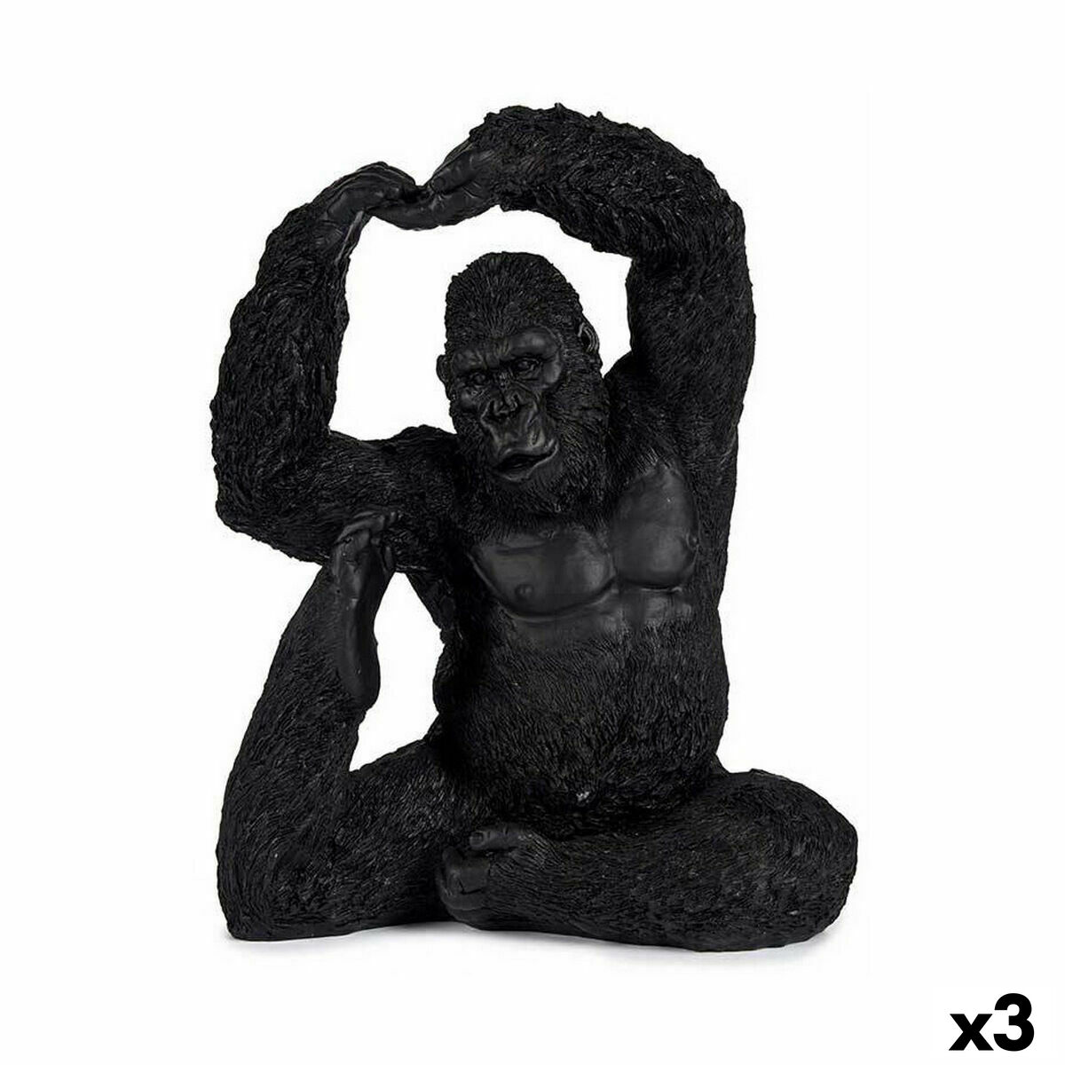 Statua Decorativa Gift Decor Nero Gorilla Yoga 15,2 x 31,5 x 26,5 cm (3 Unità)