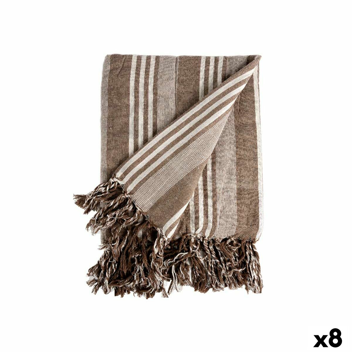 Foulard Multiuso Gift Decor Bianco Beige 235 x 205 cm Righe (8 Unità)