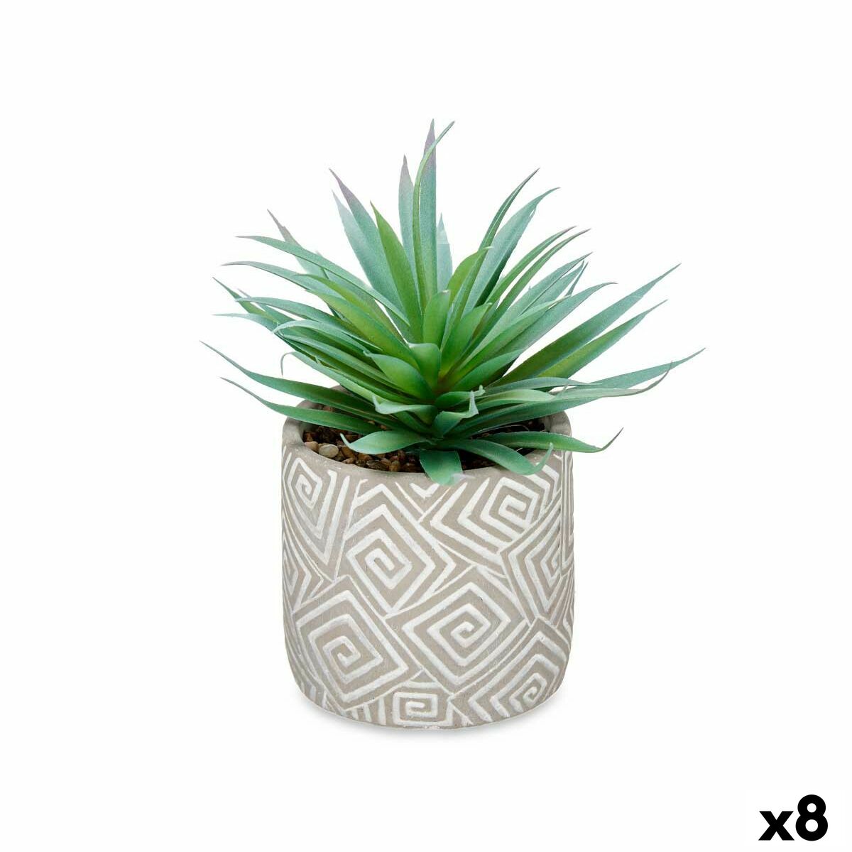 Pianta Decorativa Ibergarden Legno Polietilene Plastica Cemento Succulenta 17 x 21 x 17 cm (8 Unità)